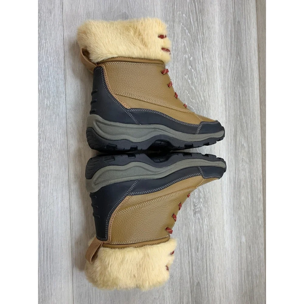 Clarks Collection Women's 8.5 Tan Leather Faux Fur Waterproof Duck Boots